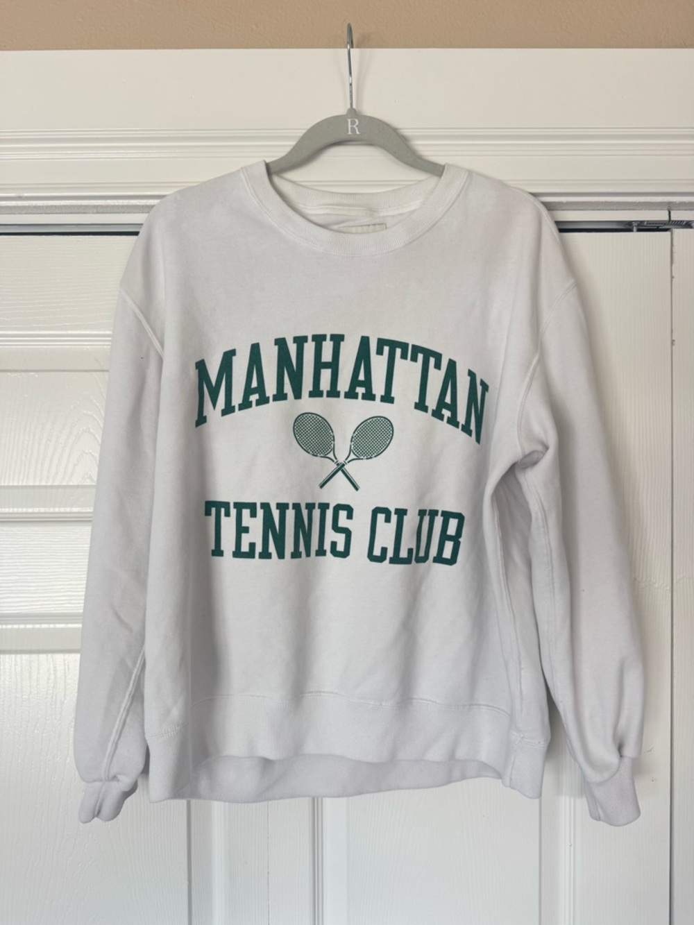 Abercrombie & Fitch Manhattan Tennis Club White Crewneck Sweatshirt M